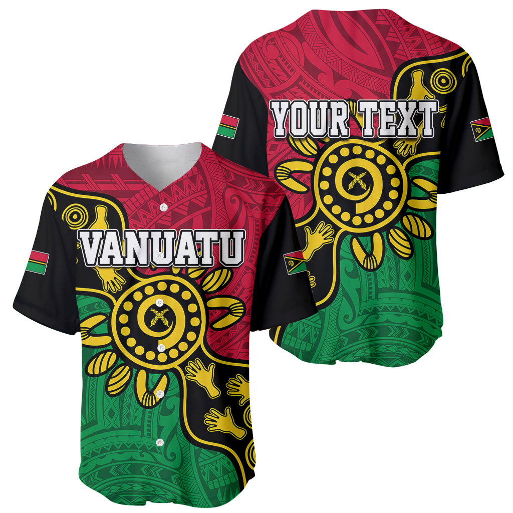 Personalised Vanuatu Baseball Jersey Mix Aboriginal Dot Art LT7 - Wonder Print Shop