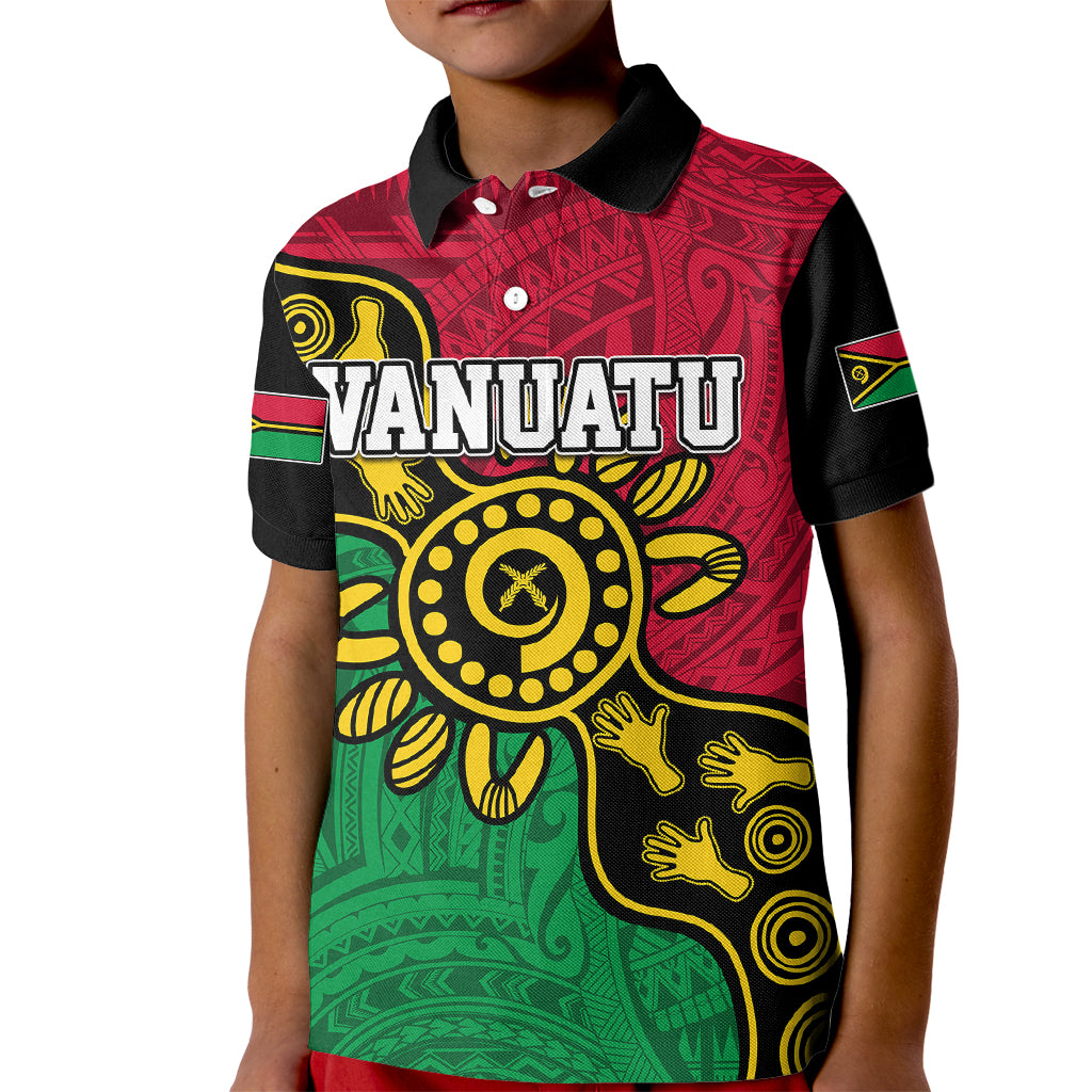 Personalised Vanuatu Kid Polo Shirt Mix Aboriginal Dot Art - Wonder Print Shop