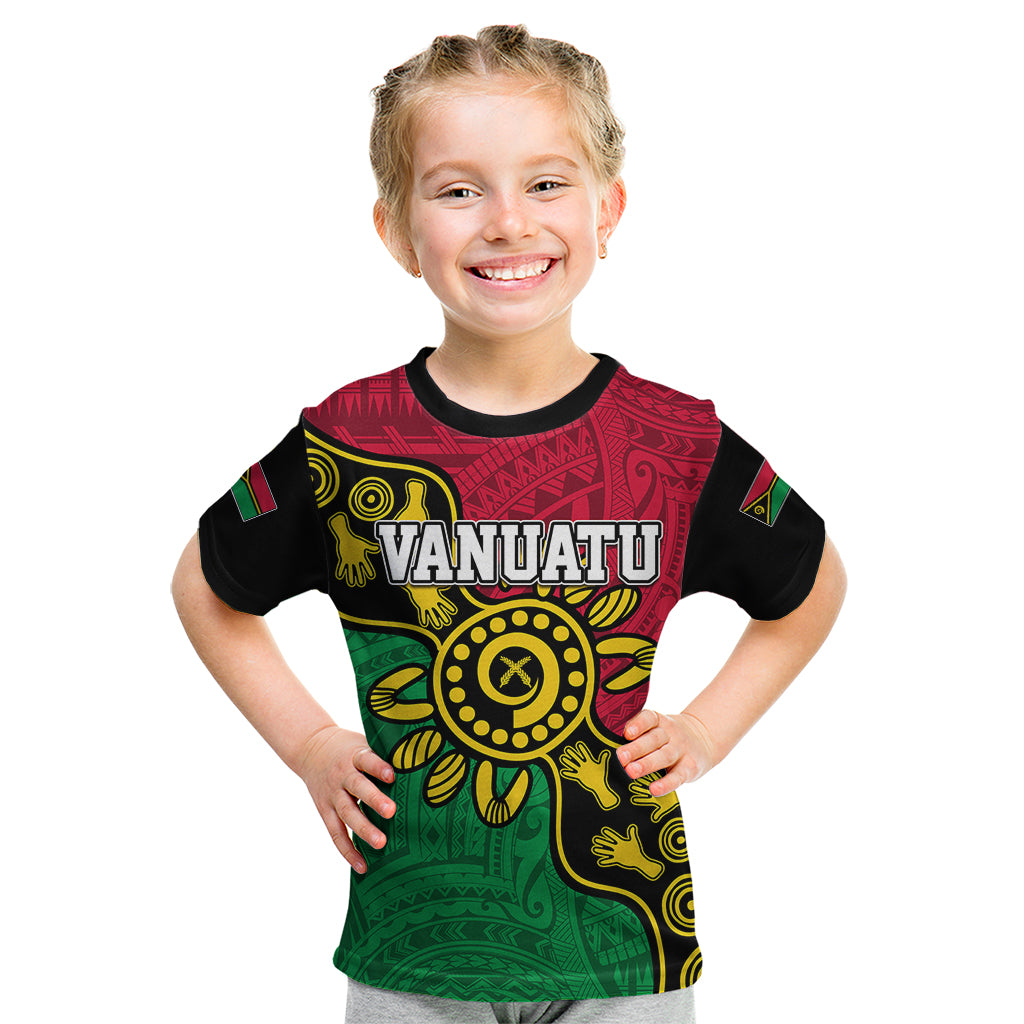 Personalised Vanuatu Kid T Shirt Mix Aboriginal Dot Art - Wonder Print Shop
