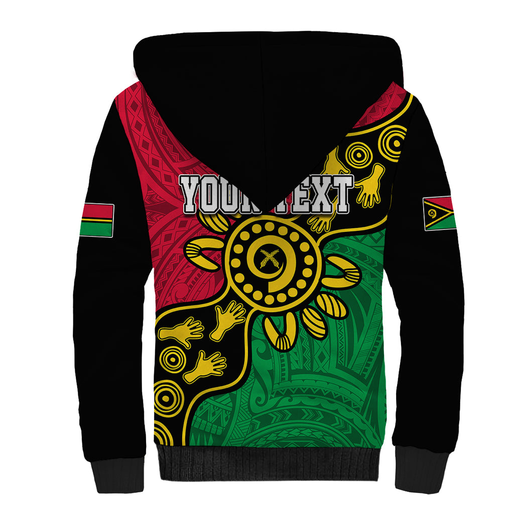 Personalised Vanuatu Sherpa Hoodie Mix Aboriginal Dot Art - Wonder Print Shop