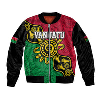 Personalised Vanuatu Sleeve Zip Bomber Jacket Mix Aboriginal Dot Art - Wonder Print Shop