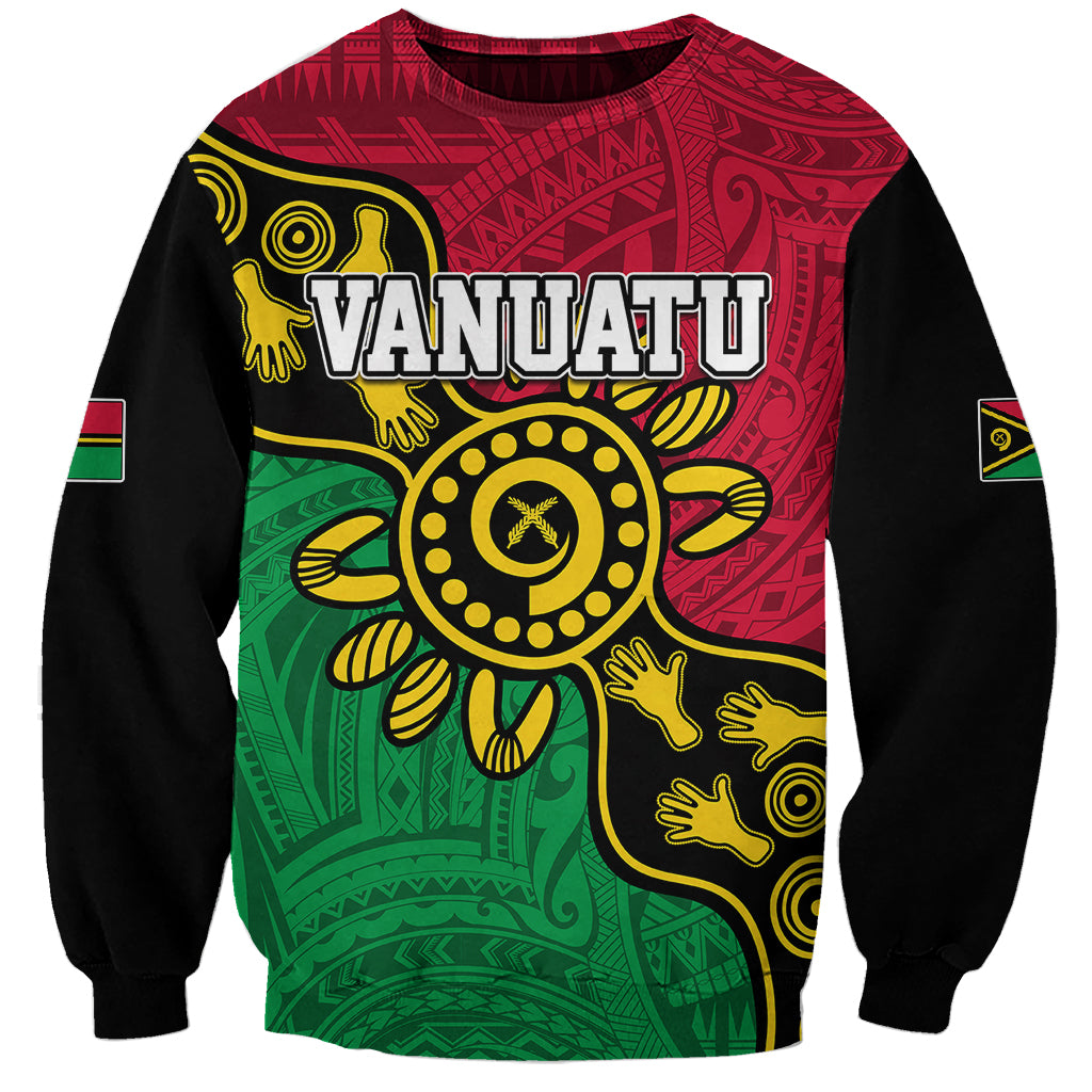 Personalised Vanuatu Sweatshirt Mix Aboriginal Dot Art - Wonder Print Shop