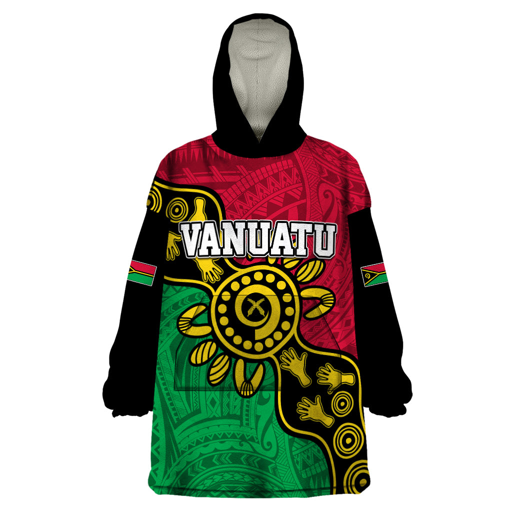 Personalised Vanuatu Wearable Blanket Hoodie Mix Aboriginal Dot Art - Wonder Print Shop