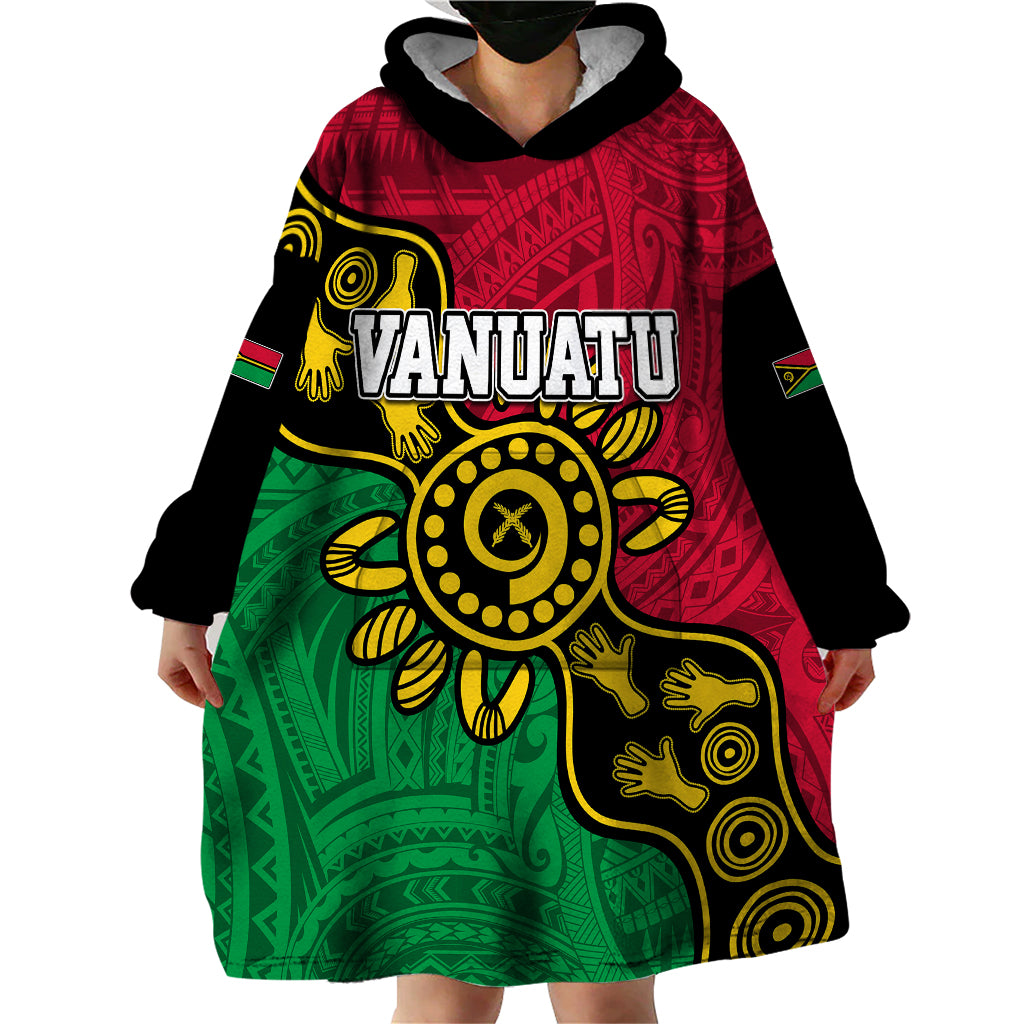 Personalised Vanuatu Wearable Blanket Hoodie Mix Aboriginal Dot Art - Wonder Print Shop