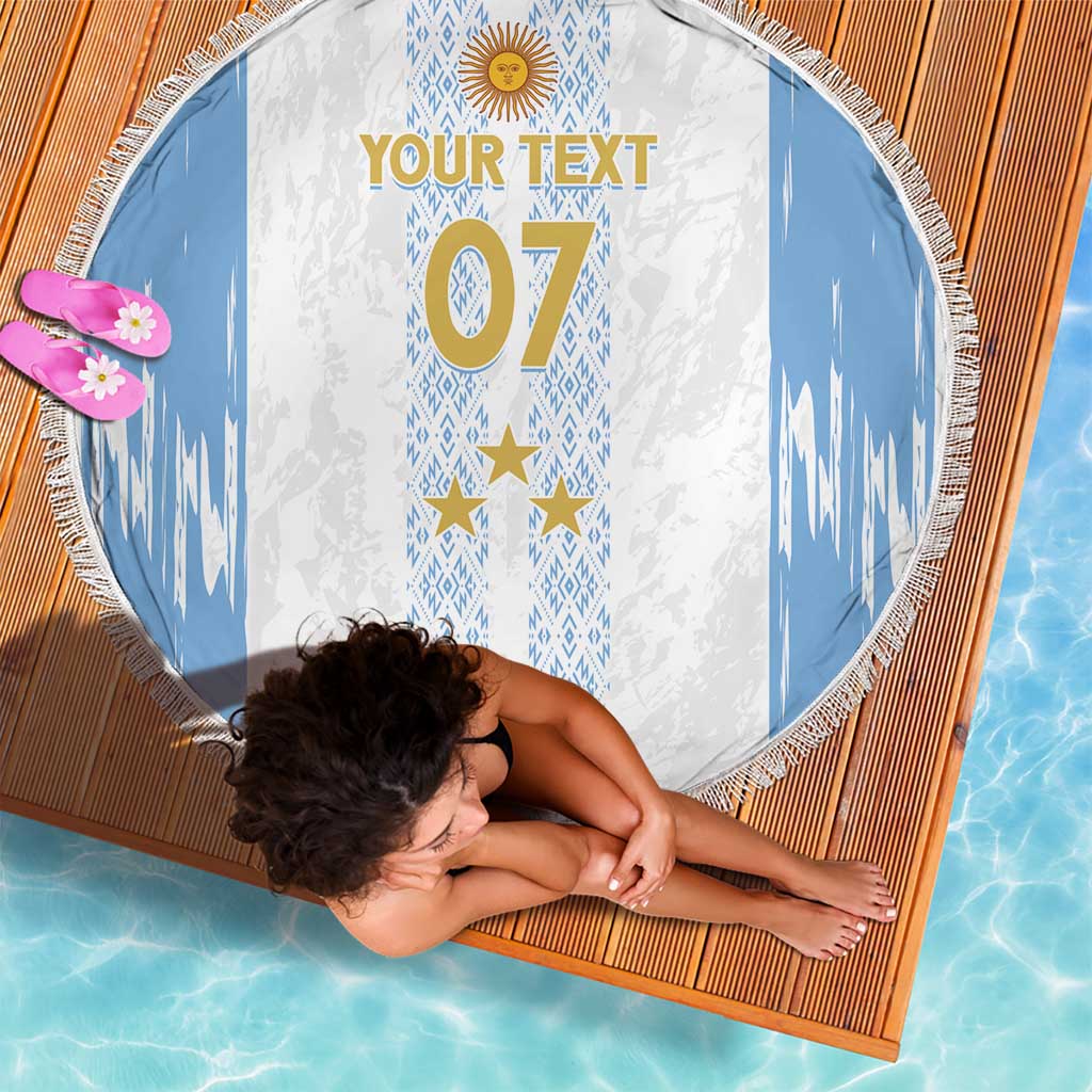 Argentina Football Custom Beach Blanket 2024 Albiceleste Grunge LT7 - Wonder Print Shop