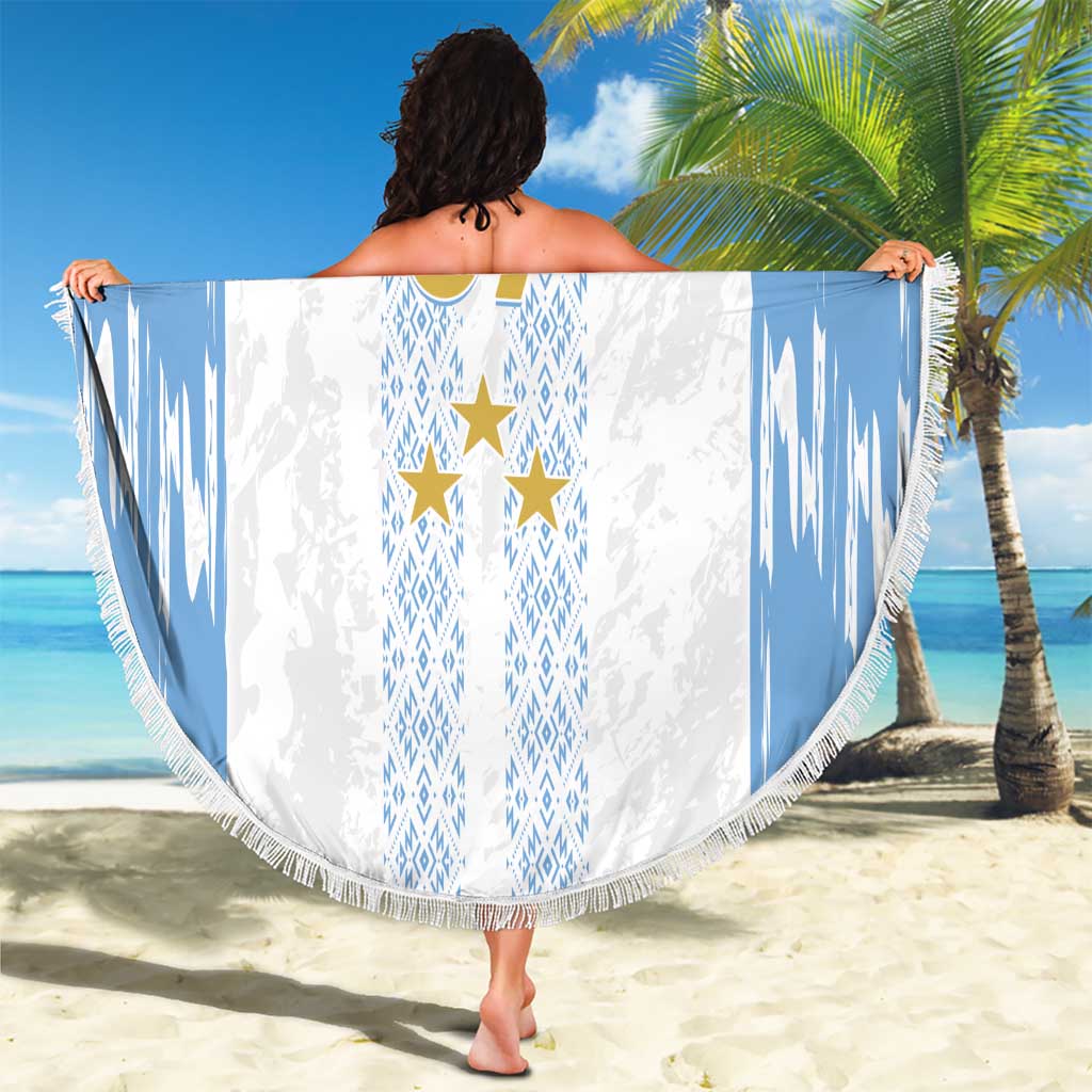 Argentina Football Custom Beach Blanket 2024 Albiceleste Grunge LT7 - Wonder Print Shop