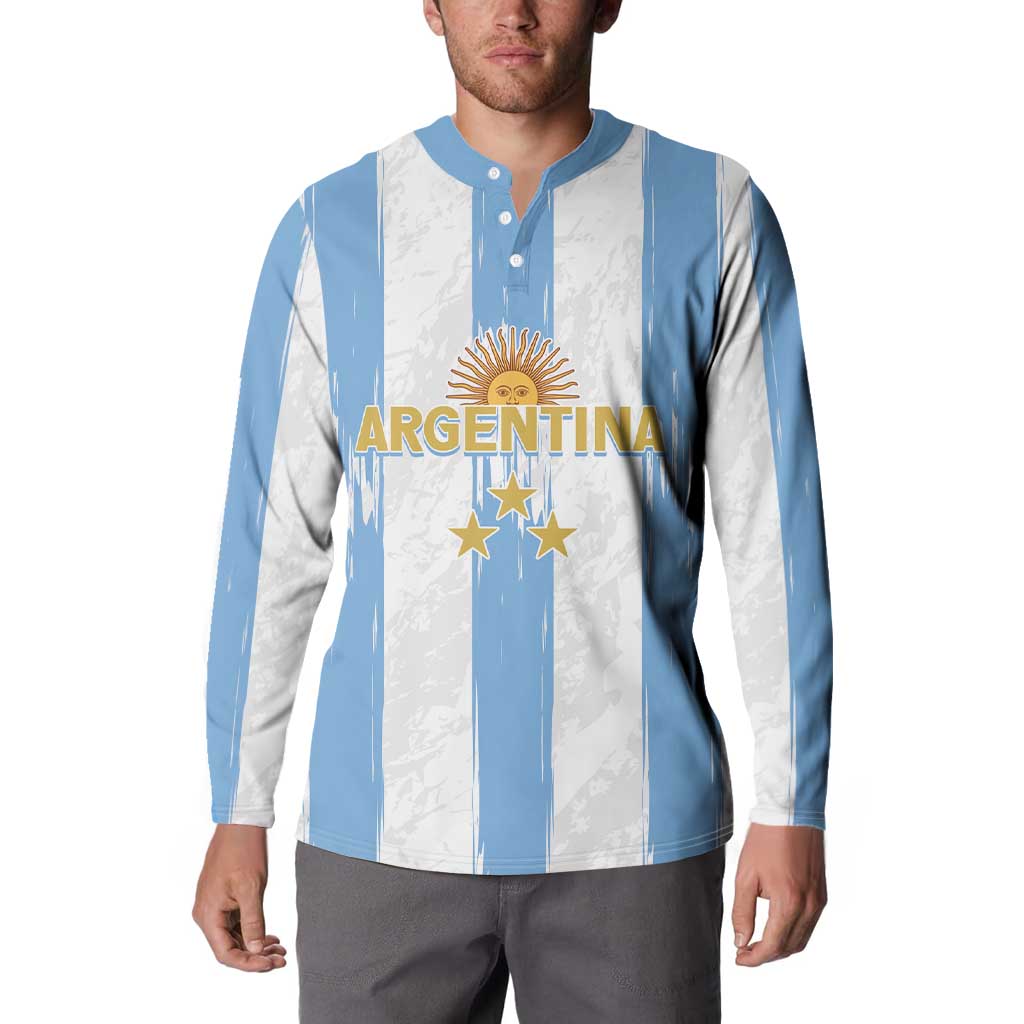 Argentina Football Custom Button Sweatshirt 2024 Albiceleste Grunge LT7 - Wonder Print Shop