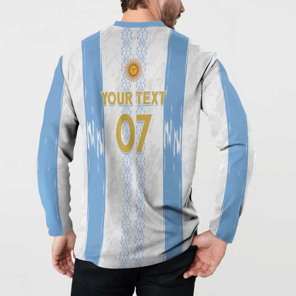 Argentina Football Custom Button Sweatshirt 2024 Albiceleste Grunge LT7 - Wonder Print Shop