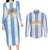 Argentina Football Custom Couples Matching Long Sleeve Bodycon Dress and Long Sleeve Button Shirt 2024 Albiceleste Grunge LT7 - Wonder Print Shop
