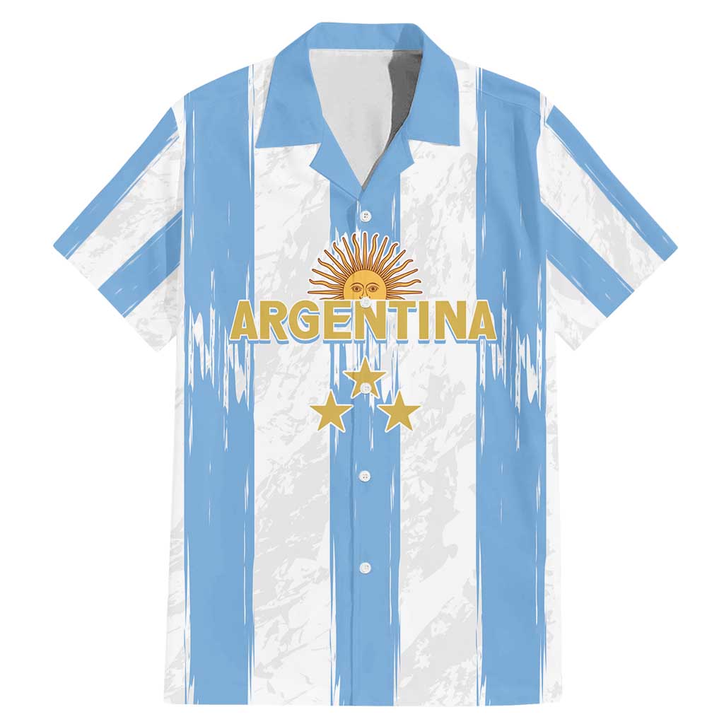 Argentina Football Custom Family Matching Mermaid Dress and Hawaiian Shirt 2024 Albiceleste Grunge LT7 - Wonder Print Shop