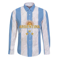 Argentina Football Custom Family Matching Off The Shoulder Long Sleeve Dress and Hawaiian Shirt 2024 Albiceleste Grunge - Wonder Print Shop