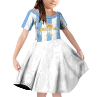 Argentina Football Custom Family Matching Off Shoulder Short Dress and Hawaiian Shirt 2024 Albiceleste Grunge LT7 - Wonder Print Shop