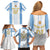 Argentina Football Custom Family Matching Off Shoulder Short Dress and Hawaiian Shirt 2024 Albiceleste Grunge LT7 - Wonder Print Shop