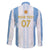Argentina Football Custom Family Matching Off Shoulder Short Dress and Hawaiian Shirt 2024 Albiceleste Grunge LT7 - Wonder Print Shop