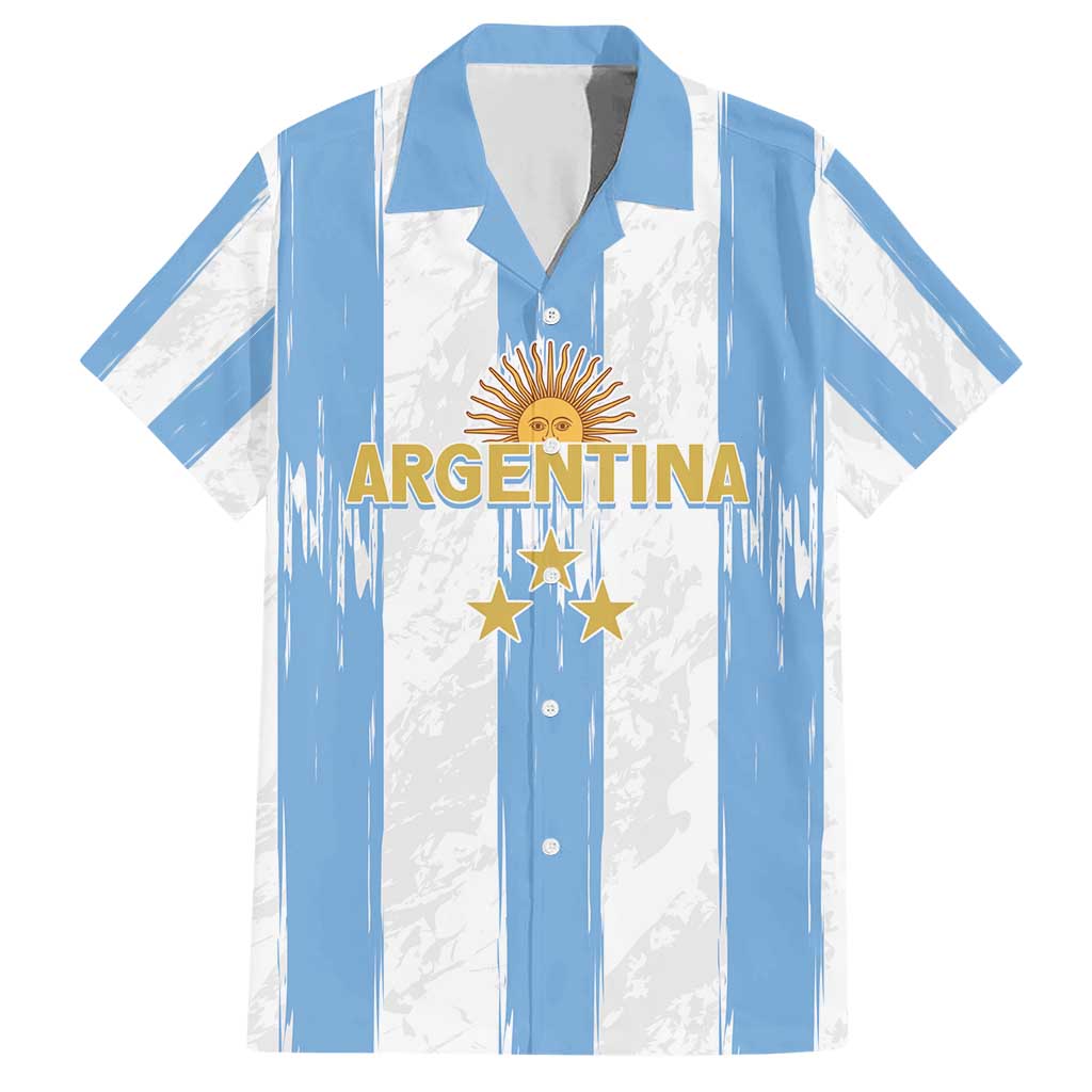 Argentina Football Custom Family Matching Short Sleeve Bodycon Dress and Hawaiian Shirt 2024 Albiceleste Grunge - Wonder Print Shop