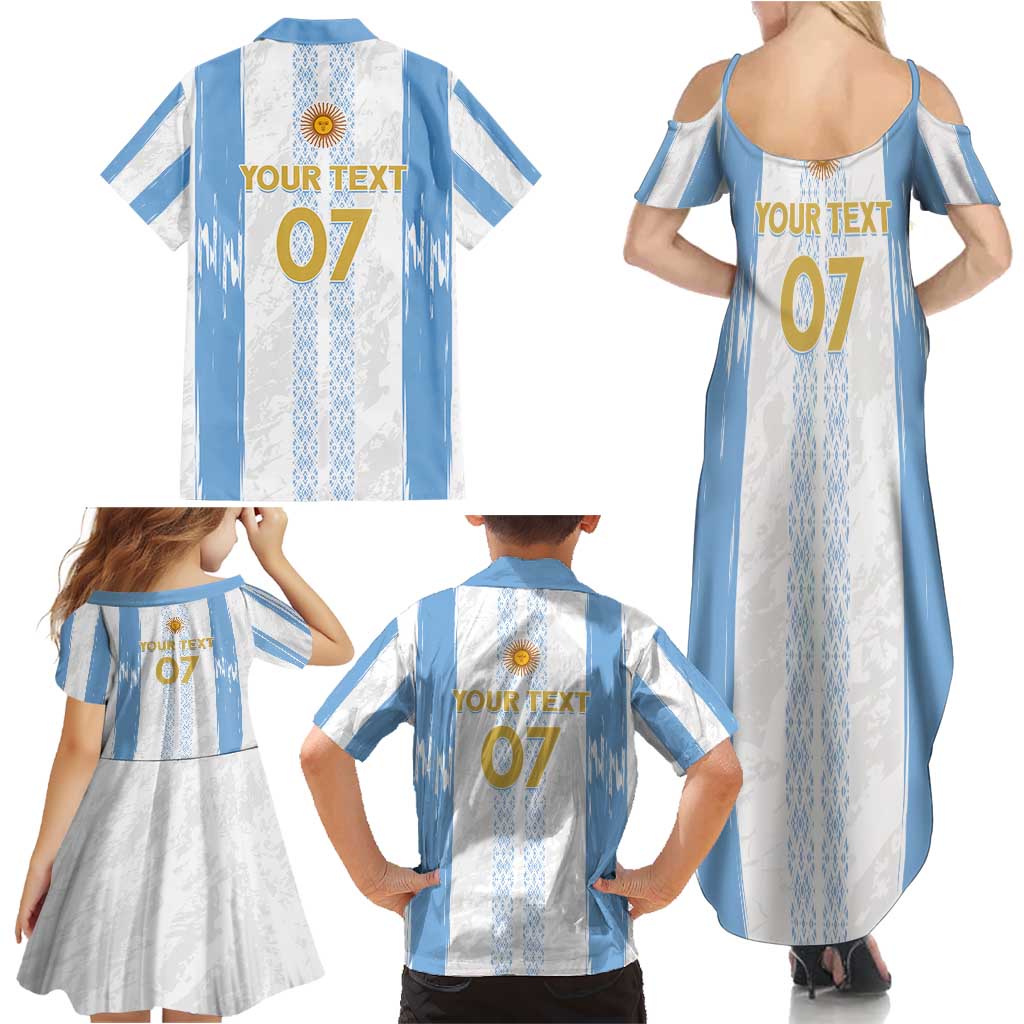 Argentina Football Custom Family Matching Summer Maxi Dress and Hawaiian Shirt 2024 Albiceleste Grunge - Wonder Print Shop