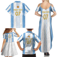Argentina Football Custom Family Matching Summer Maxi Dress and Hawaiian Shirt 2024 Albiceleste Grunge - Wonder Print Shop