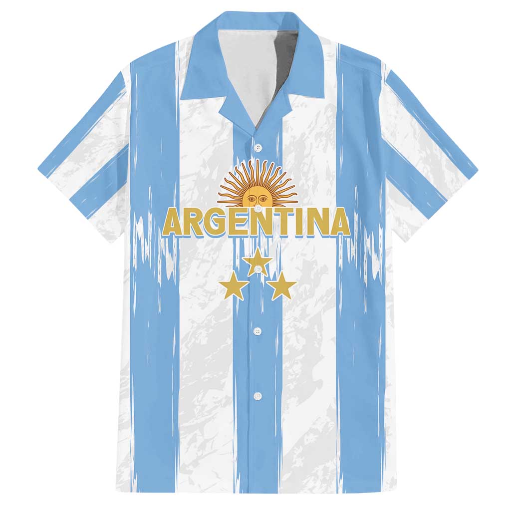 Argentina Football Custom Family Matching Tank Maxi Dress and Hawaiian Shirt 2024 Albiceleste Grunge - Wonder Print Shop