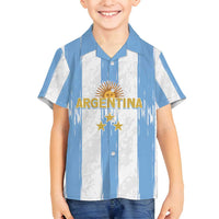 Argentina Football Custom Family Matching Tank Maxi Dress and Hawaiian Shirt 2024 Albiceleste Grunge - Wonder Print Shop
