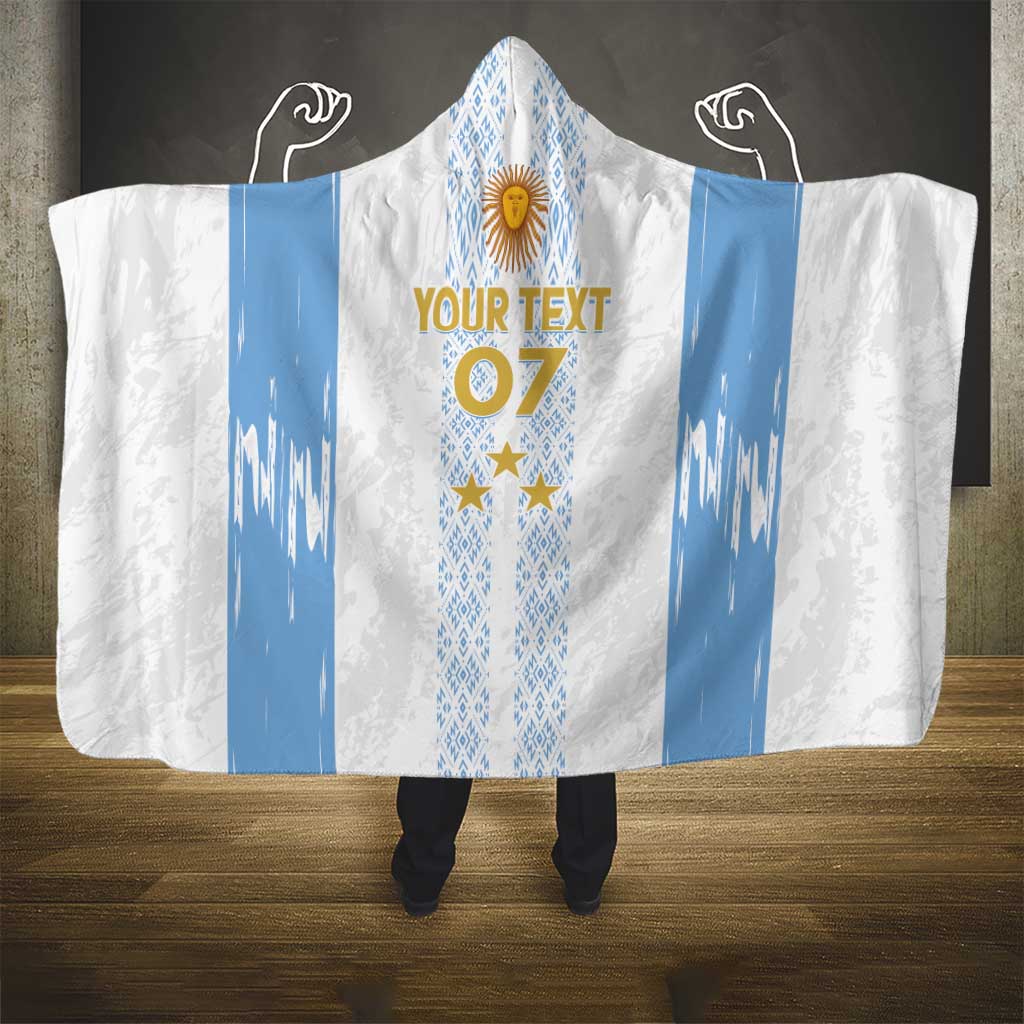 Argentina Football Custom Hooded Blanket 2024 Albiceleste Grunge