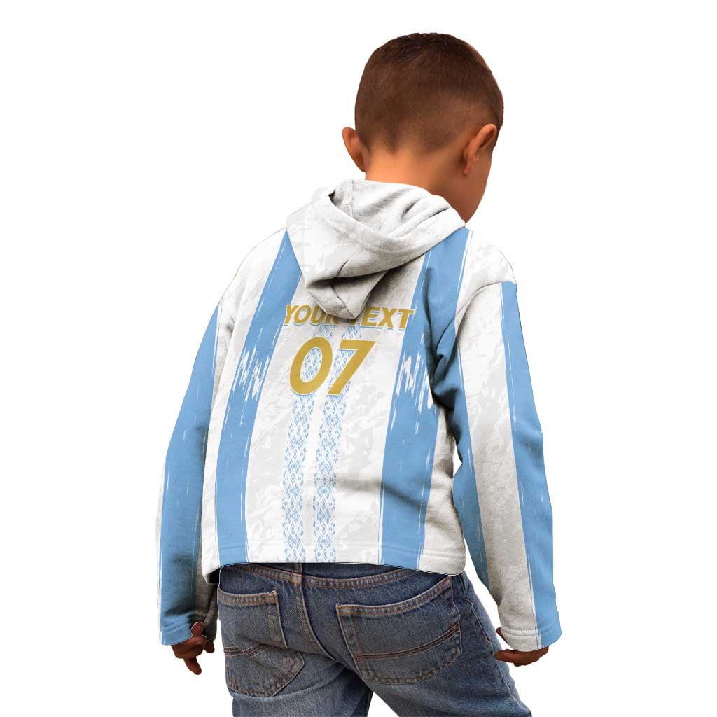 Argentina Football Custom Kid Hoodie 2024 Albiceleste Grunge - Wonder Print Shop