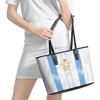 Argentina Football Custom Leather Tote Bag 2024 Albiceleste Grunge - Wonder Print Shop