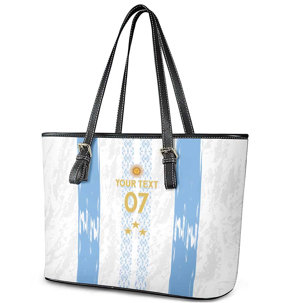Argentina Football Custom Leather Tote Bag 2024 Albiceleste Grunge - Wonder Print Shop