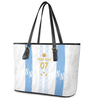 Argentina Football Custom Leather Tote Bag 2024 Albiceleste Grunge - Wonder Print Shop