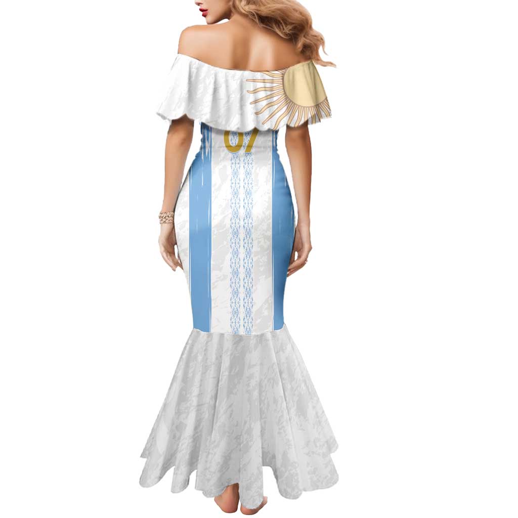 Argentina Football Custom Mermaid Dress 2024 Albiceleste Grunge - Wonder Print Shop