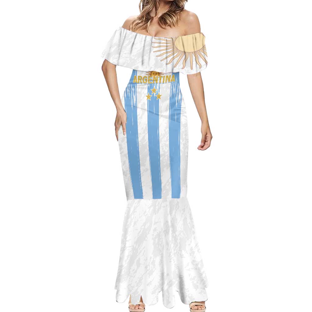 Argentina Football Custom Mermaid Dress 2024 Albiceleste Grunge - Wonder Print Shop
