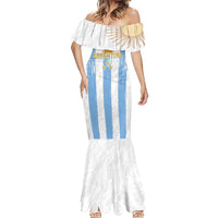 Argentina Football Custom Mermaid Dress 2024 Albiceleste Grunge - Wonder Print Shop