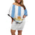 Argentina Football Custom Off Shoulder Short Dress 2024 Albiceleste Grunge - Wonder Print Shop