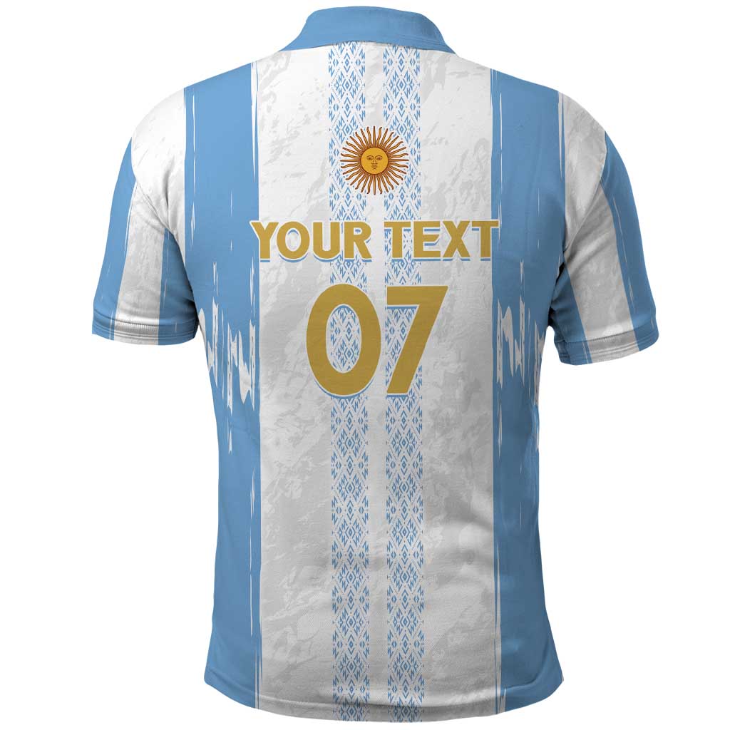 Argentina Football Custom Polo Shirt 2024 Albiceleste Grunge - Wonder Print Shop