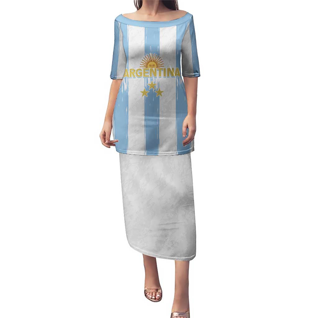 Argentina Football Custom Puletasi 2024 Albiceleste Grunge - Wonder Print Shop
