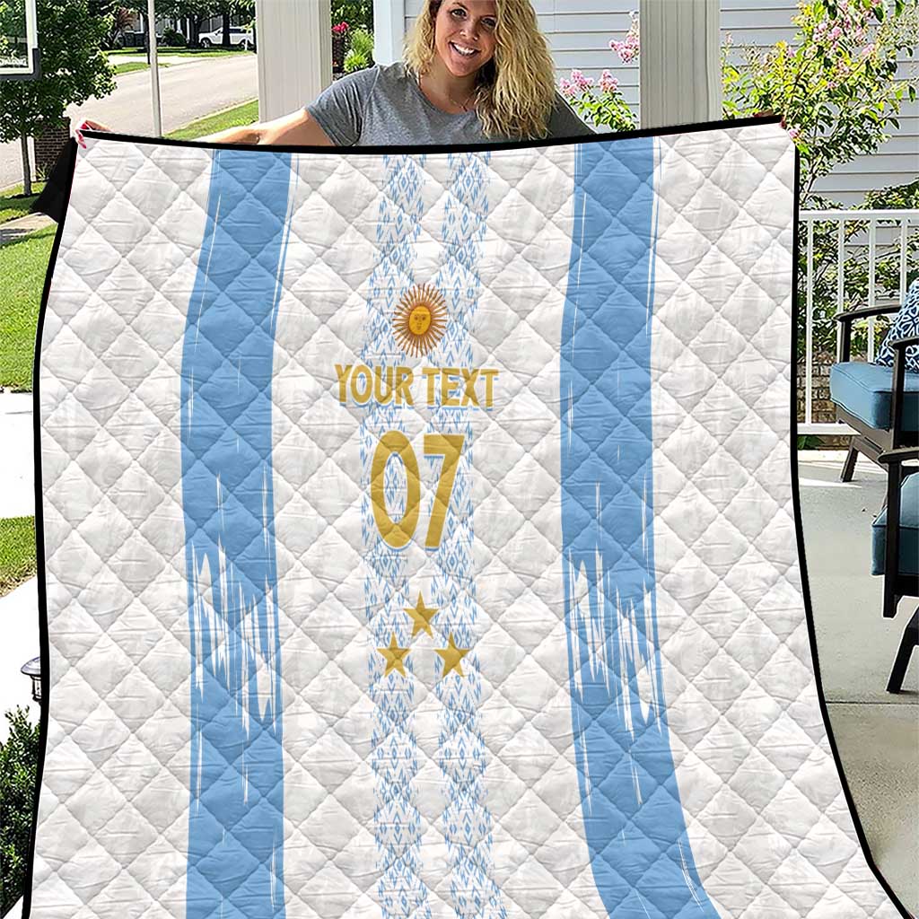 Argentina Football Custom Quilt 2024 Albiceleste Grunge - Wonder Print Shop