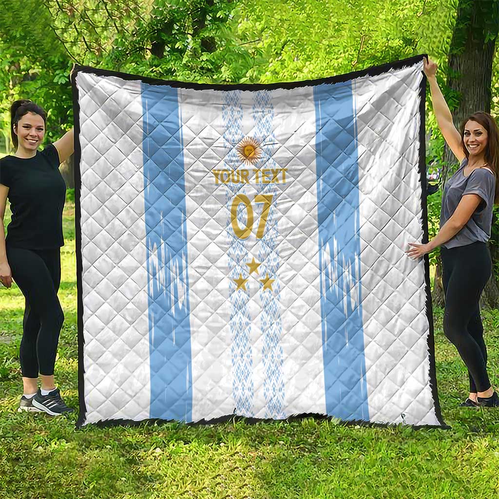 Argentina Football Custom Quilt 2024 Albiceleste Grunge - Wonder Print Shop