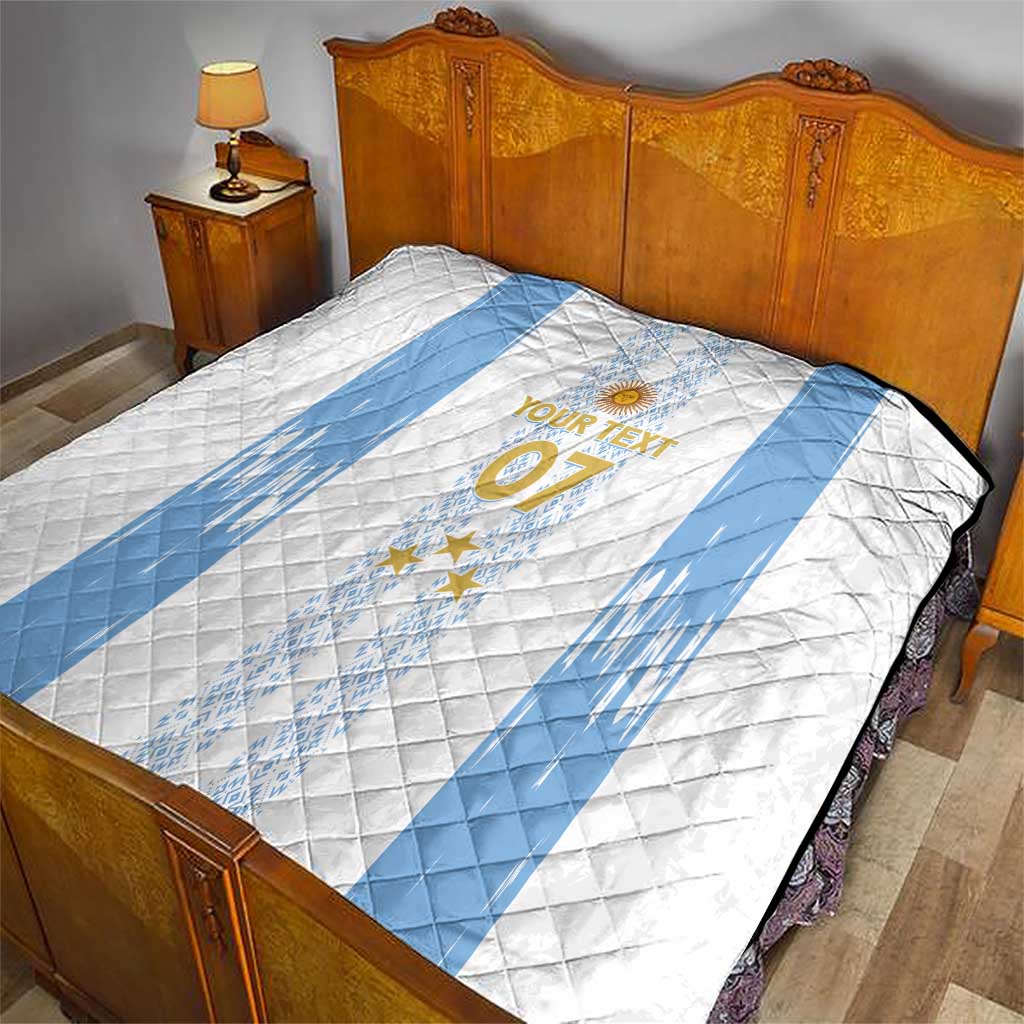 Argentina Football Custom Quilt 2024 Albiceleste Grunge - Wonder Print Shop