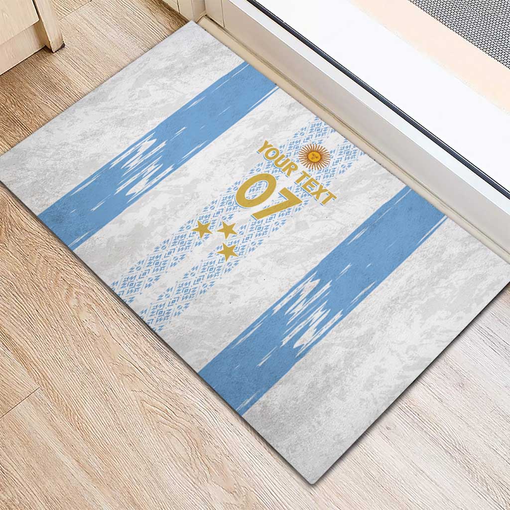 Argentina Football Custom Rubber Doormat 2024 Albiceleste Grunge - Wonder Print Shop