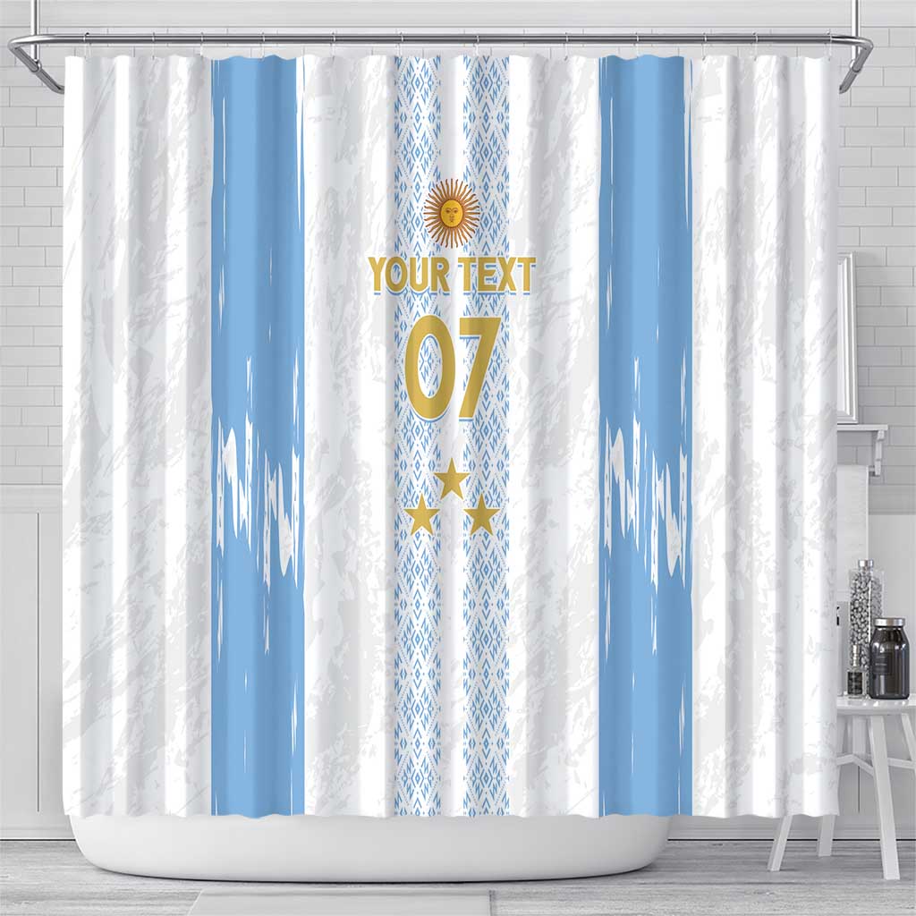 Argentina Football Custom Shower Curtain 2024 Albiceleste Grunge