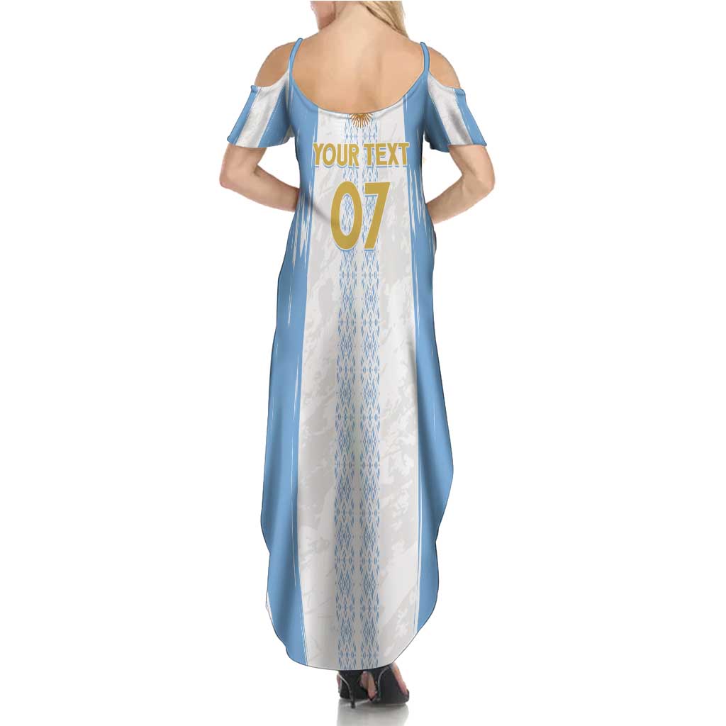 Argentina Football Custom Summer Maxi Dress 2024 Albiceleste Grunge - Wonder Print Shop