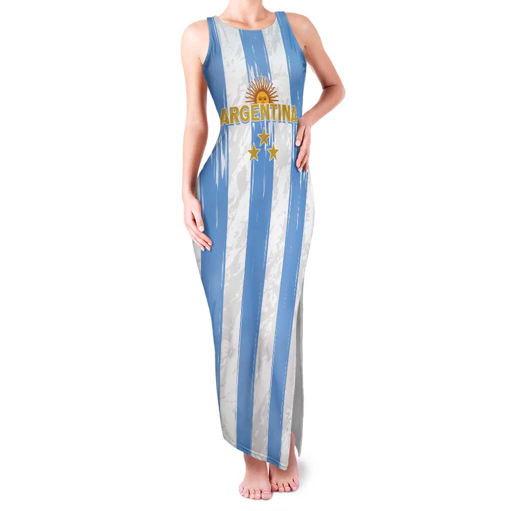 Argentina Football Custom Tank Maxi Dress 2024 Albiceleste Grunge - Wonder Print Shop