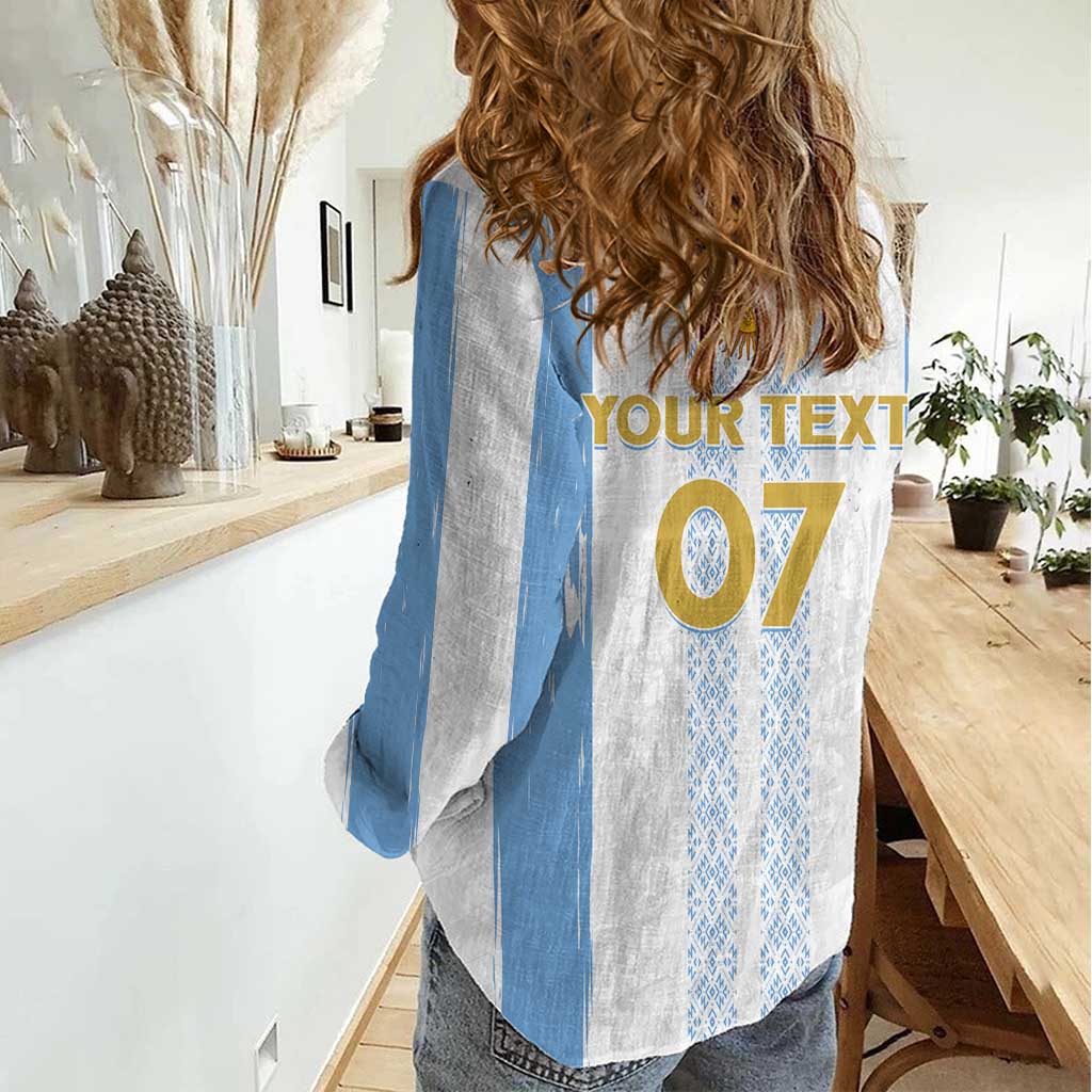 Argentina Football Custom Women Casual Shirt 2024 Albiceleste Grunge - Wonder Print Shop