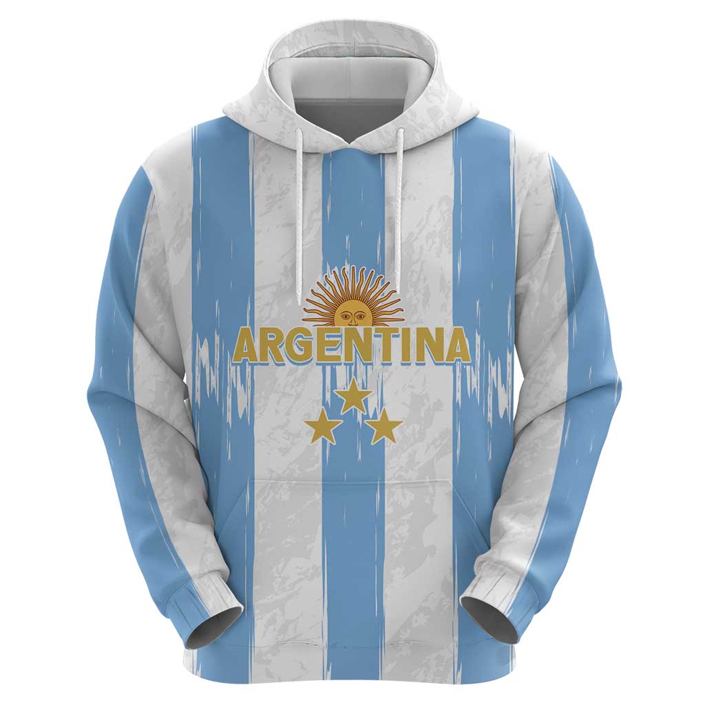 Argentina Football Custom Zip Hoodie 2024 Albiceleste Grunge - Wonder Print Shop