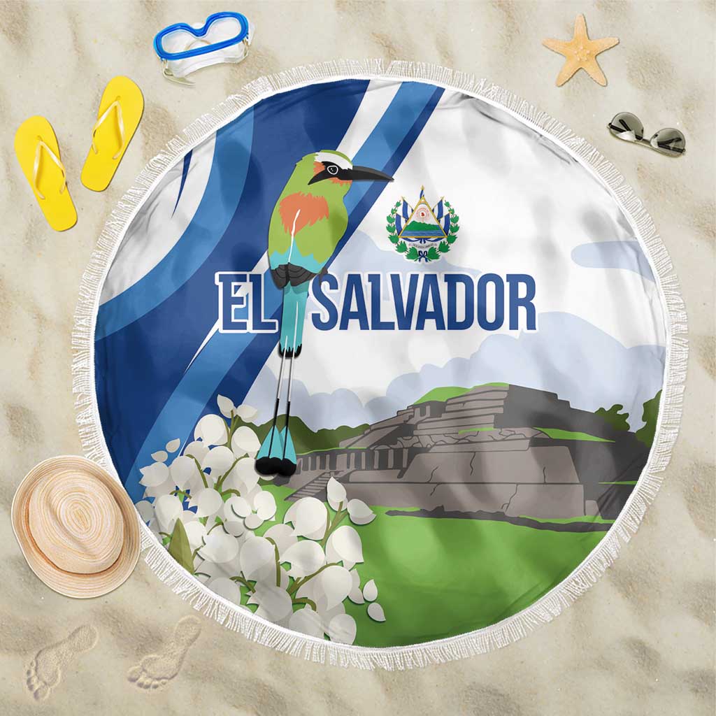 El Salvador Tazumal Beach Blanket Flor de Izote with Torogoz Bird - Wonder Print Shop