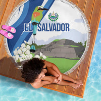 El Salvador Tazumal Beach Blanket Flor de Izote with Torogoz Bird - Wonder Print Shop