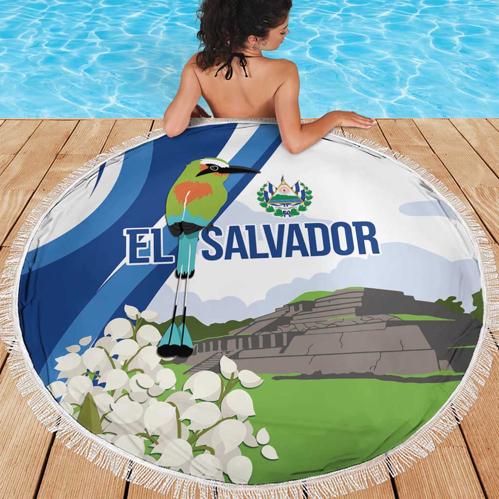 El Salvador Tazumal Beach Blanket Flor de Izote with Torogoz Bird - Wonder Print Shop