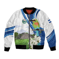 El Salvador Tazumal Bomber Jacket Flor de Izote with Torogoz Bird - Wonder Print Shop