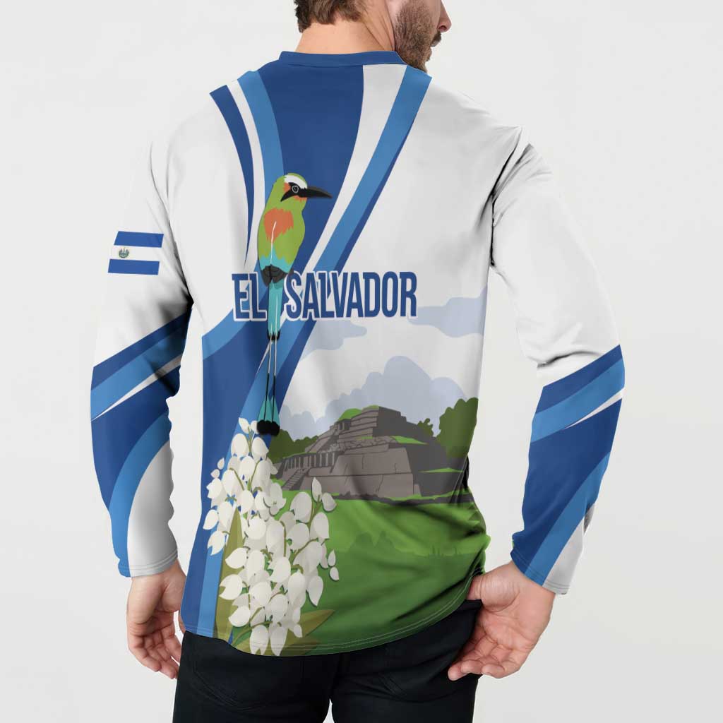 El Salvador Tazumal Button Sweatshirt Flor de Izote with Torogoz Bird - Wonder Print Shop