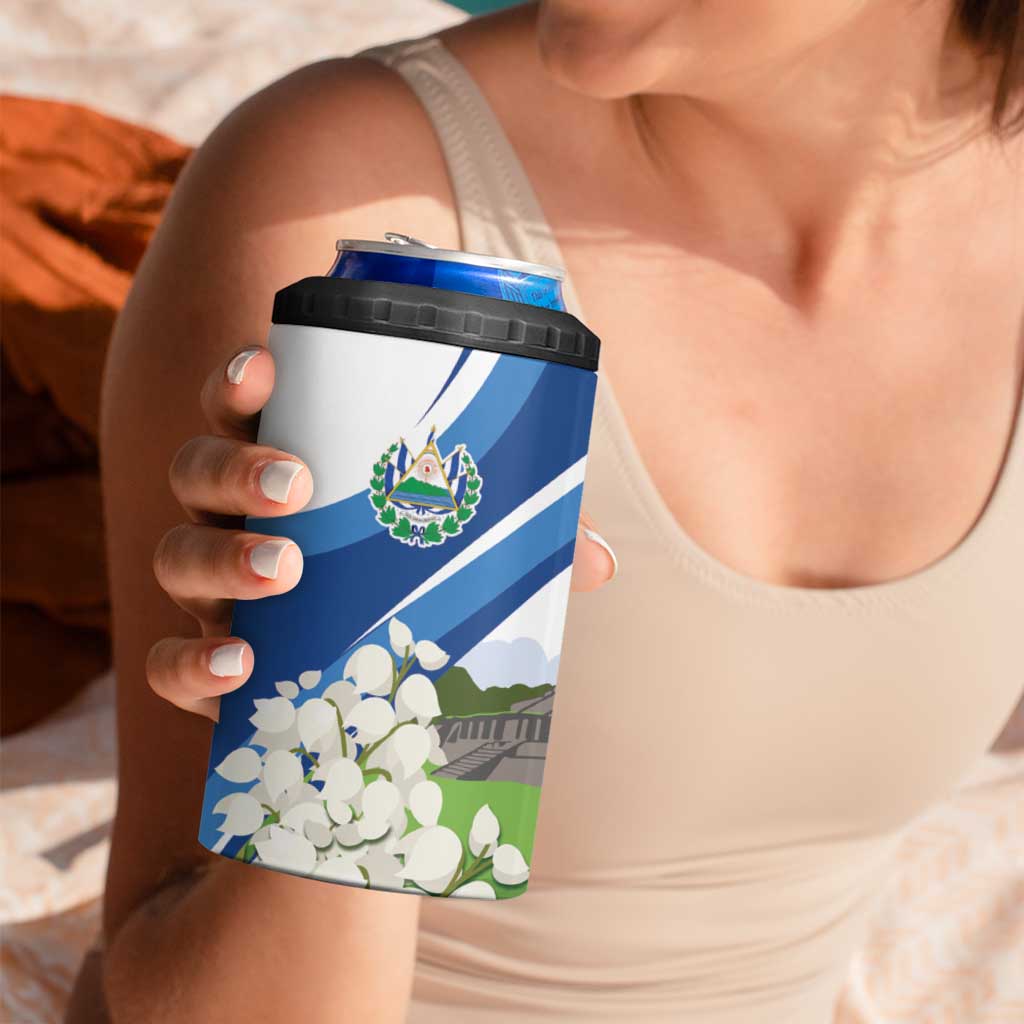 El Salvador Tazumal 4 in 1 Can Cooler Tumbler Flor de Izote with Torogoz Bird - Wonder Print Shop