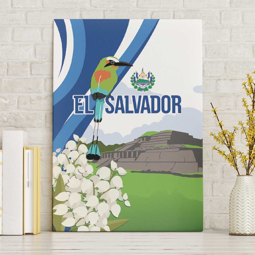 El Salvador Tazumal Canvas Wall Art Flor de Izote with Torogoz Bird - Wonder Print Shop